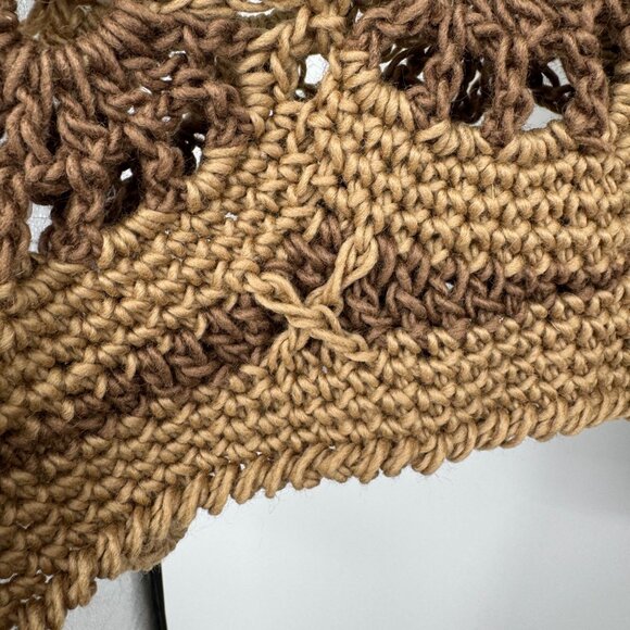 Handknit Crochet Poncho For Women/ Green and Brown Rustic Boho Crochet Shawl Han - Picture 5 of 9